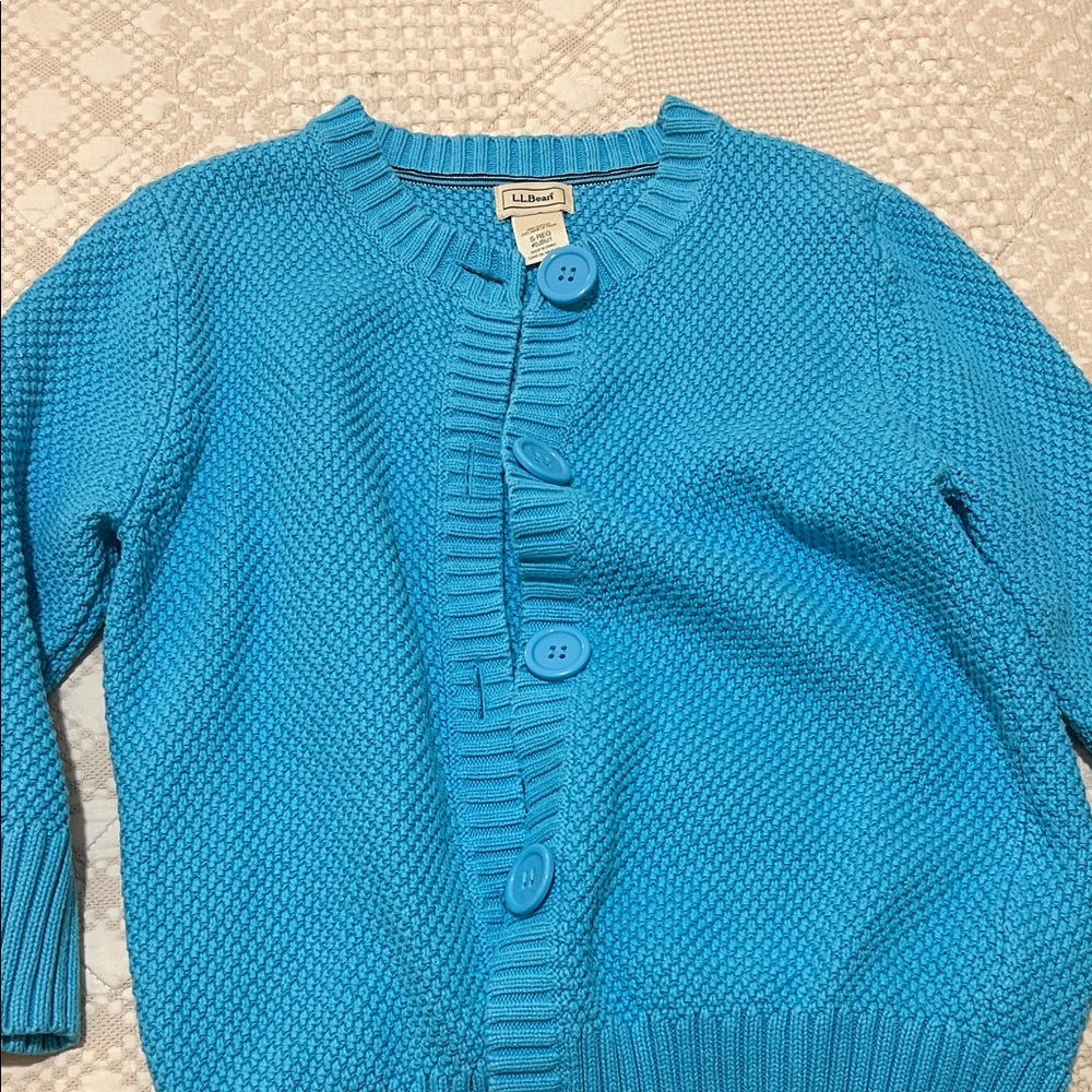 L.L. Bean Women's Bright Turquoise Button-Front Knit Cardigan